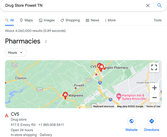 SEO Rank Drug Store Powell TN